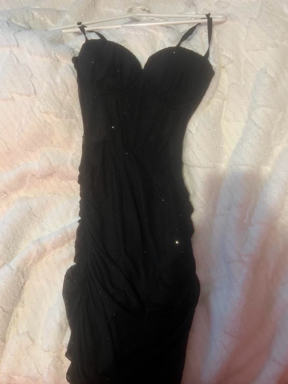 Windsor Black Ruched Mini Dress with Spaghetti Straps